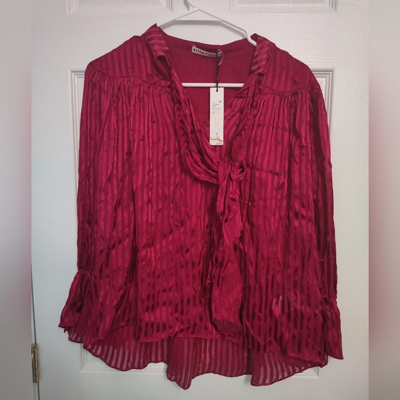 NWT Alice + Olivia Tie Neck Blouse - Picture 2 of 7